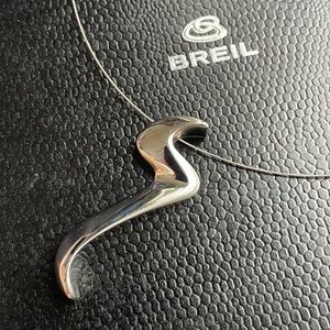 Breil NEW IN BOX! Abstract bolt polished steel necklace